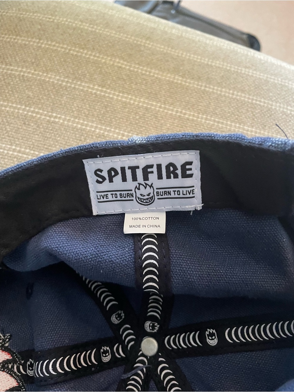 SPITFIRE brand Denim-Style Grey Cap with Red Flame Patch - Picture 2 of 2